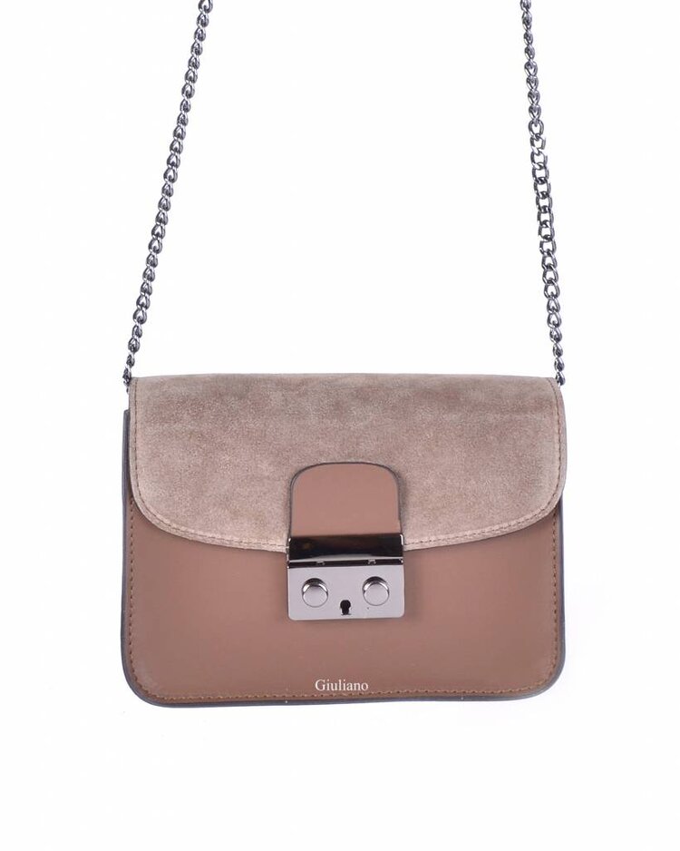 Kleine Leder-Schultertasche | Wildleder