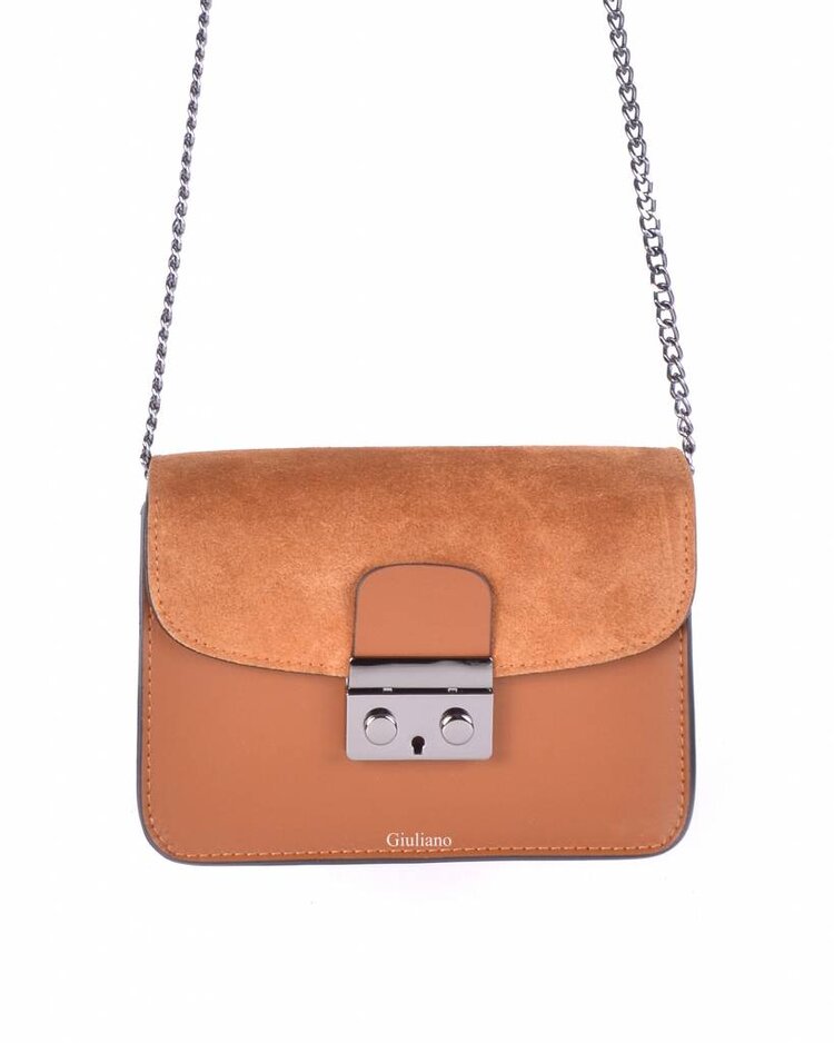 Kleine Leder-Schultertasche | Wildleder