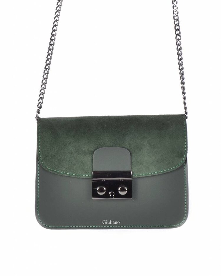 Kleine Leder-Schultertasche | Wildleder