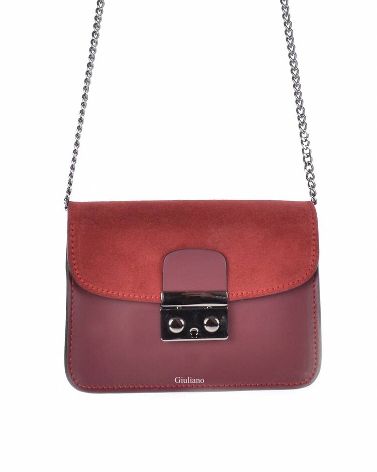 Kleine Leder-Schultertasche | Wildleder
