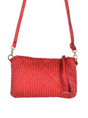 Lederen clutch | Gevlochten