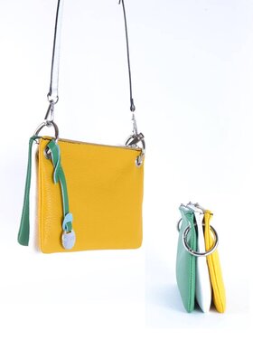 Leder-Schultertasche | 3-farbig