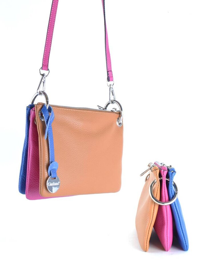 Lederen schoudertas | 3-kleuren