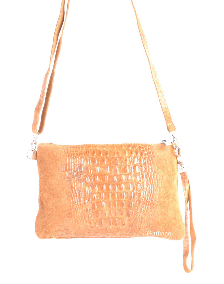Suede kroko clutch | schoudertas