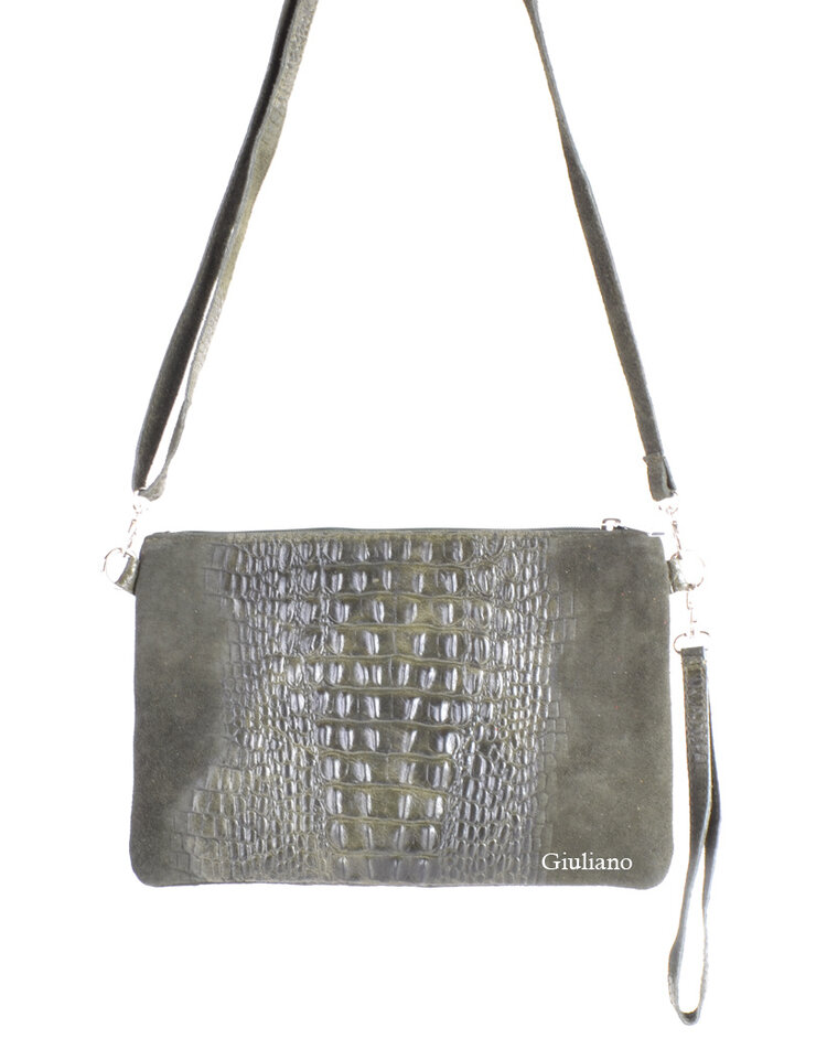 Suede kroko clutch | schoudertas