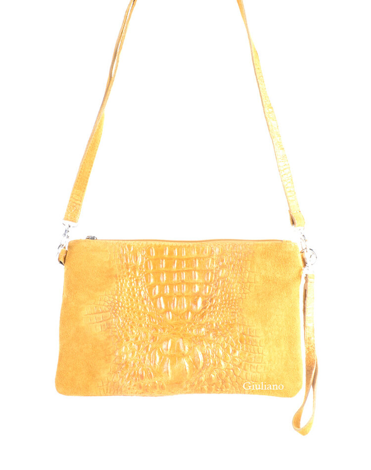 Suede kroko clutch | schoudertas