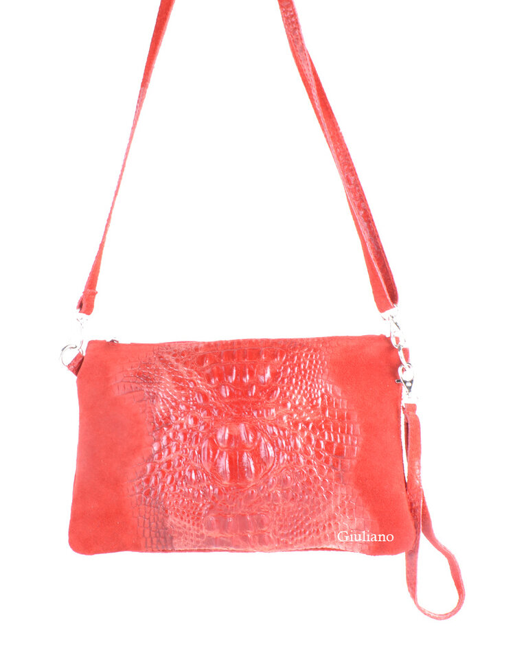 Suede kroko clutch | schoudertas