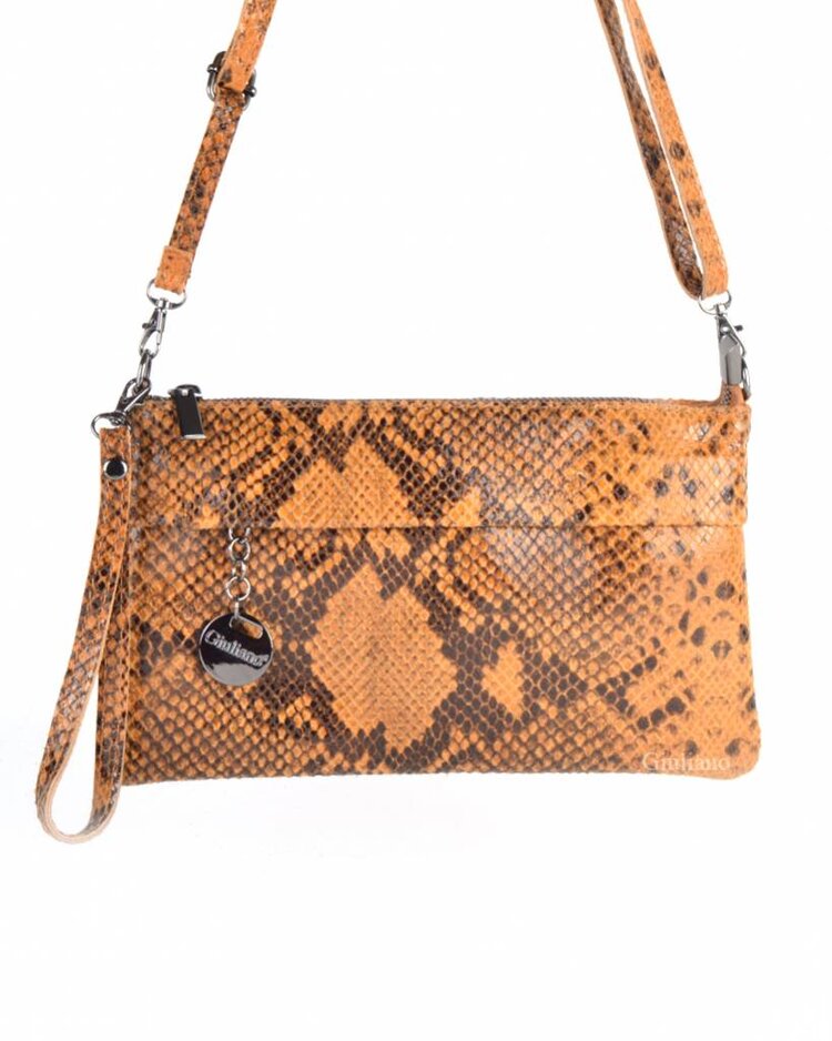 Lederen schoudertasje/clutch | Slang