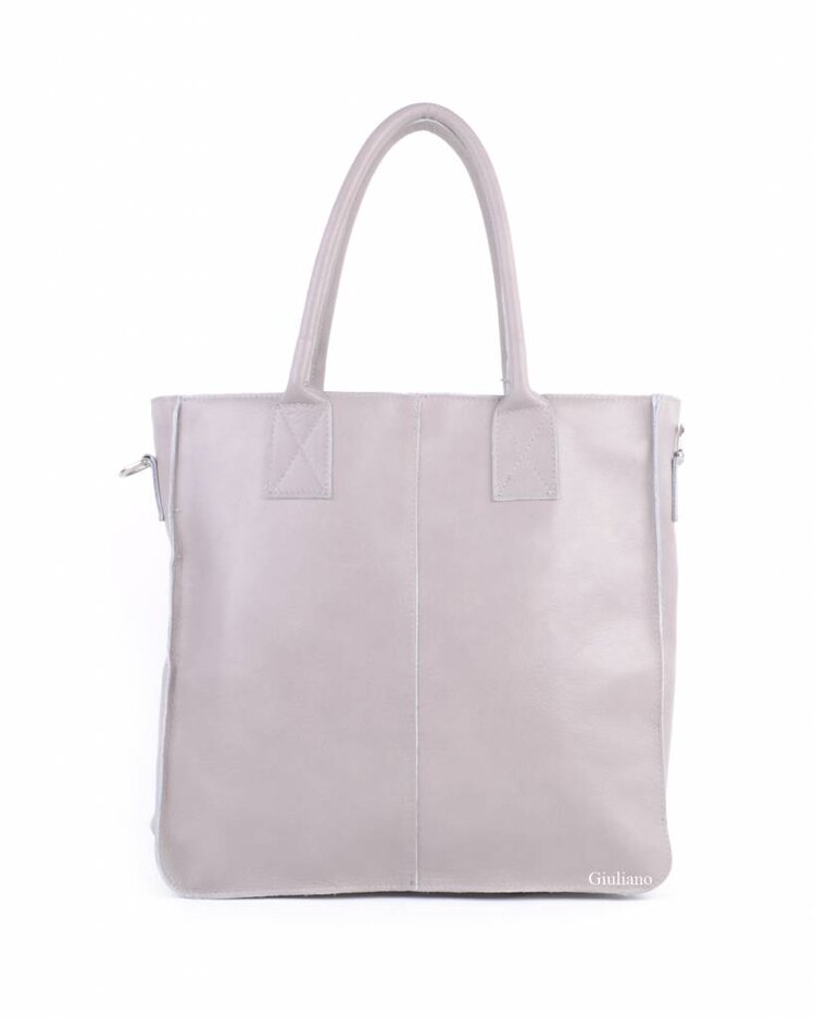Lederen shopper  grijs