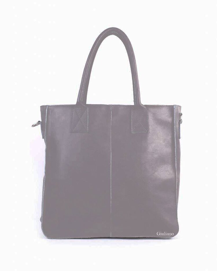 Lederen shopper  grijs