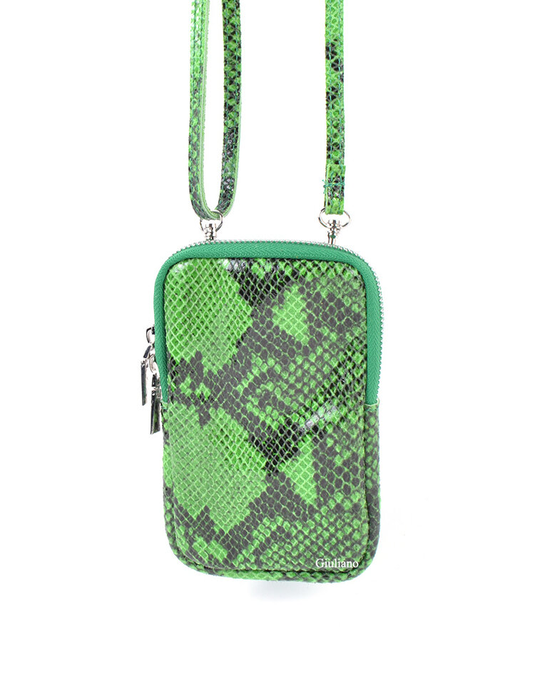Kleine Leder-Schultertasche | Lang - Schlange