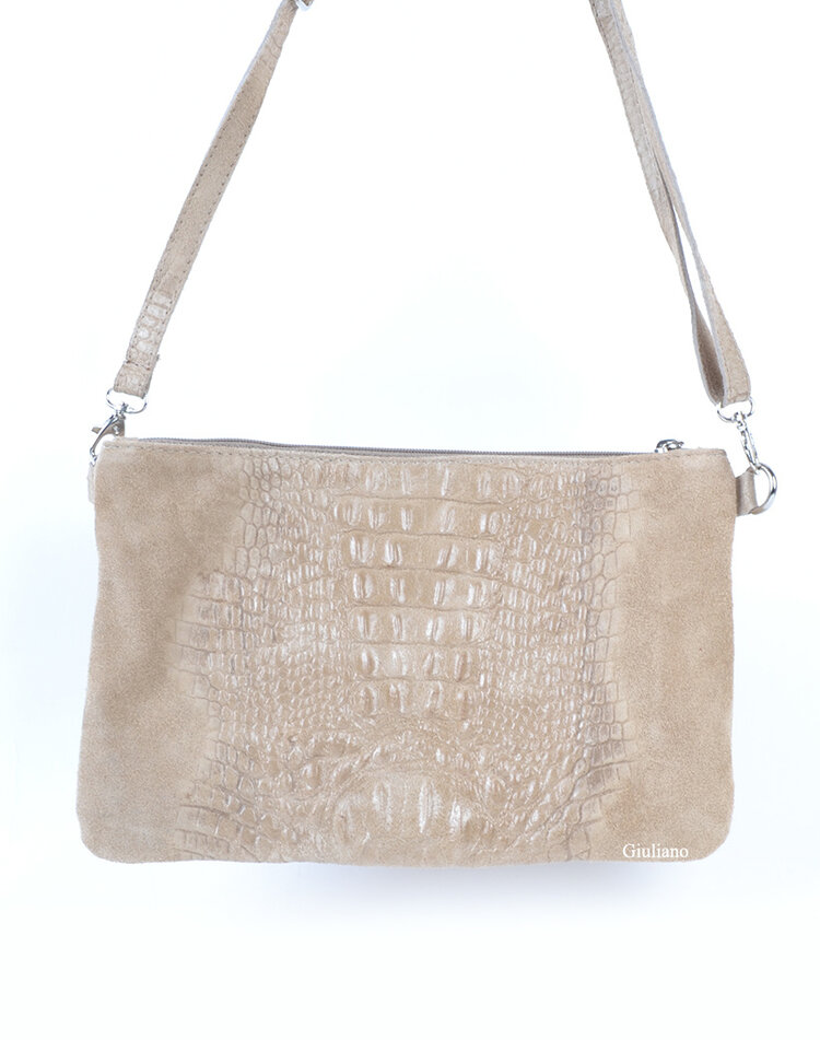 Suede kroko clutch | schoudertas