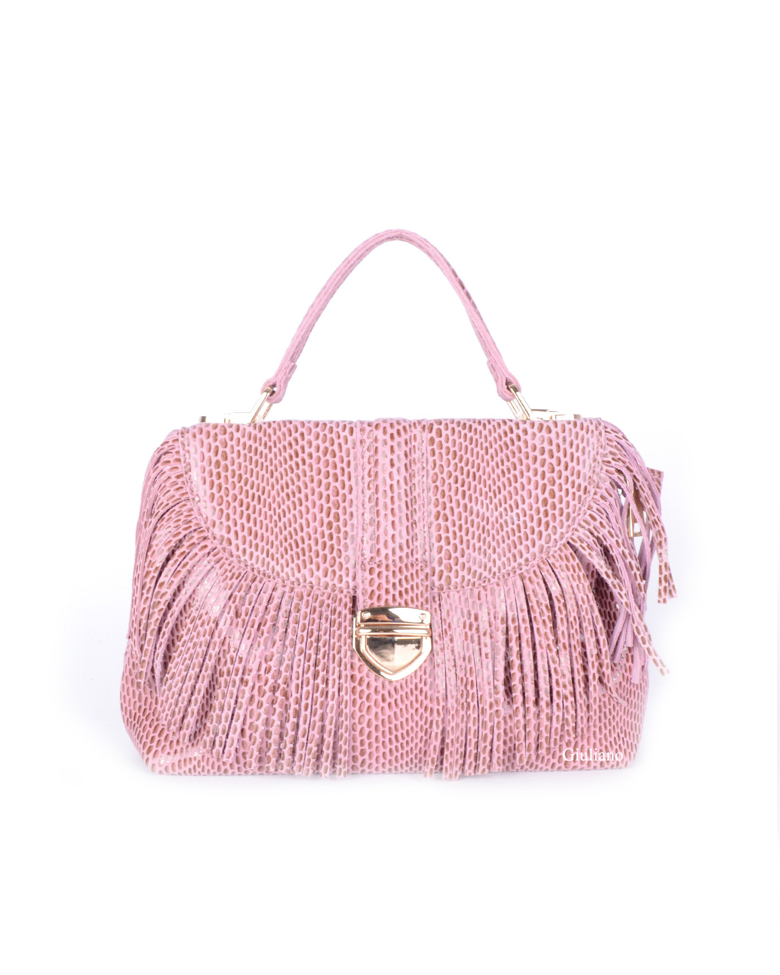 Lederen handtas | Franje | Schubben coating, foto 6 van 6