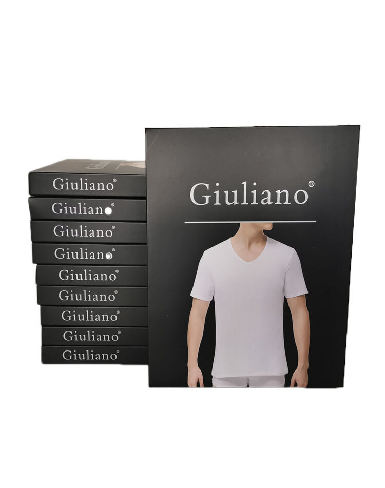 Giuliano Basic Herren-T-Shirt | V-Ausschnitt | Schwarz