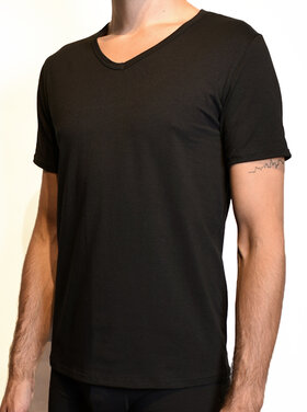 Giuliano Basic Herren-T-Shirt | V-Ausschnitt | Schwarz