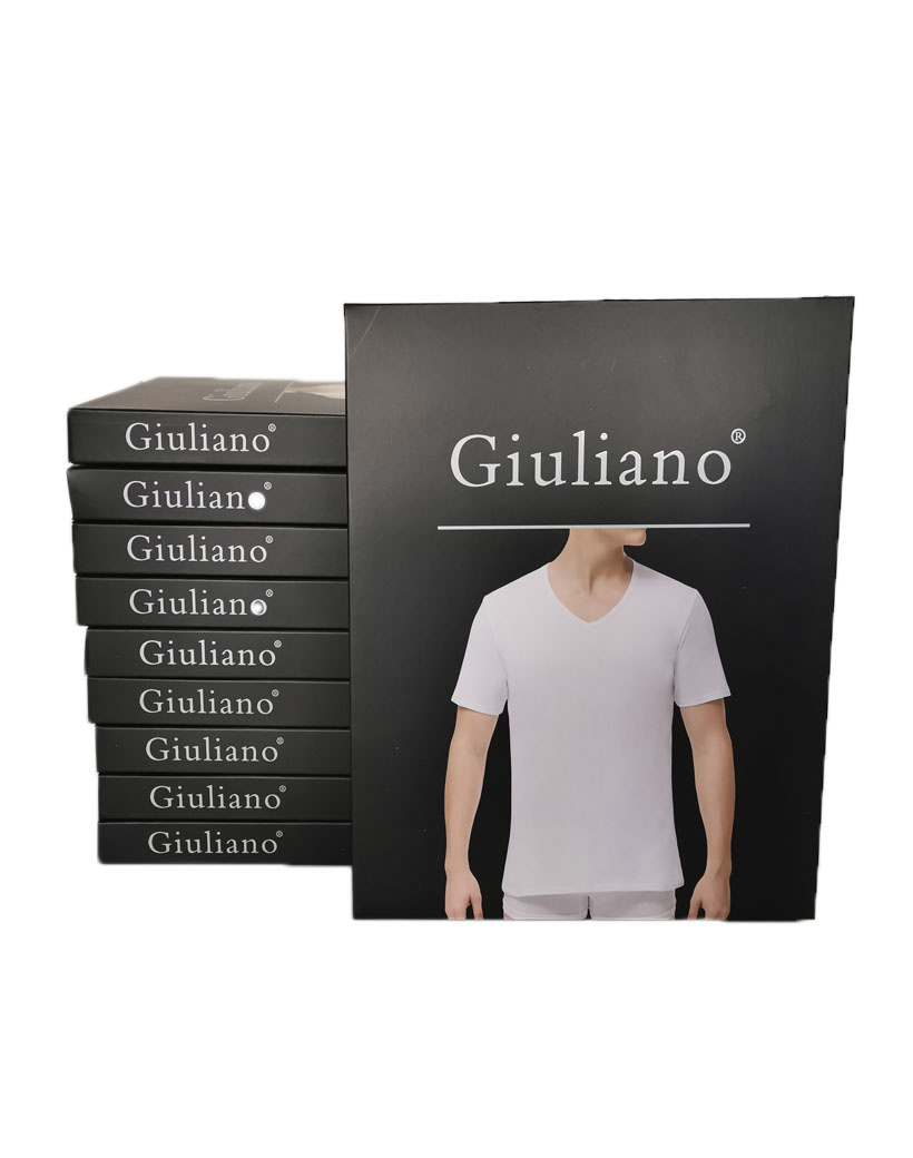 Giuliano Basic Heren T-shirt | V-Hals | Wit, foto 3 van 3