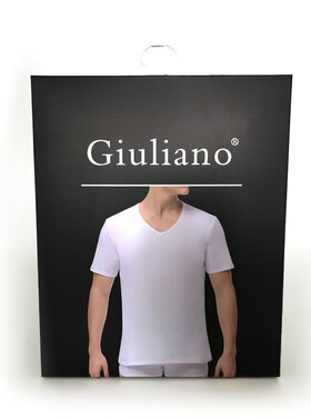 Giuliano Basic Herren-T-Shirt | V-Ausschnitt | Weiß