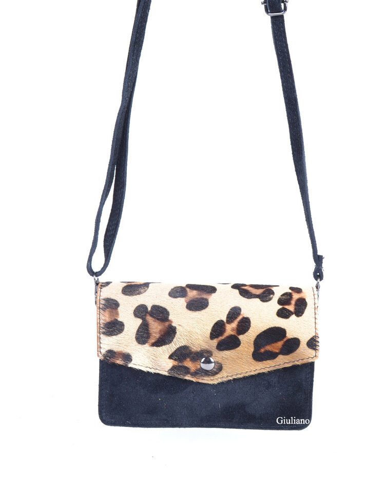 Suède lederen schoudertasje | Beltbag | Vacht | Print | 552626