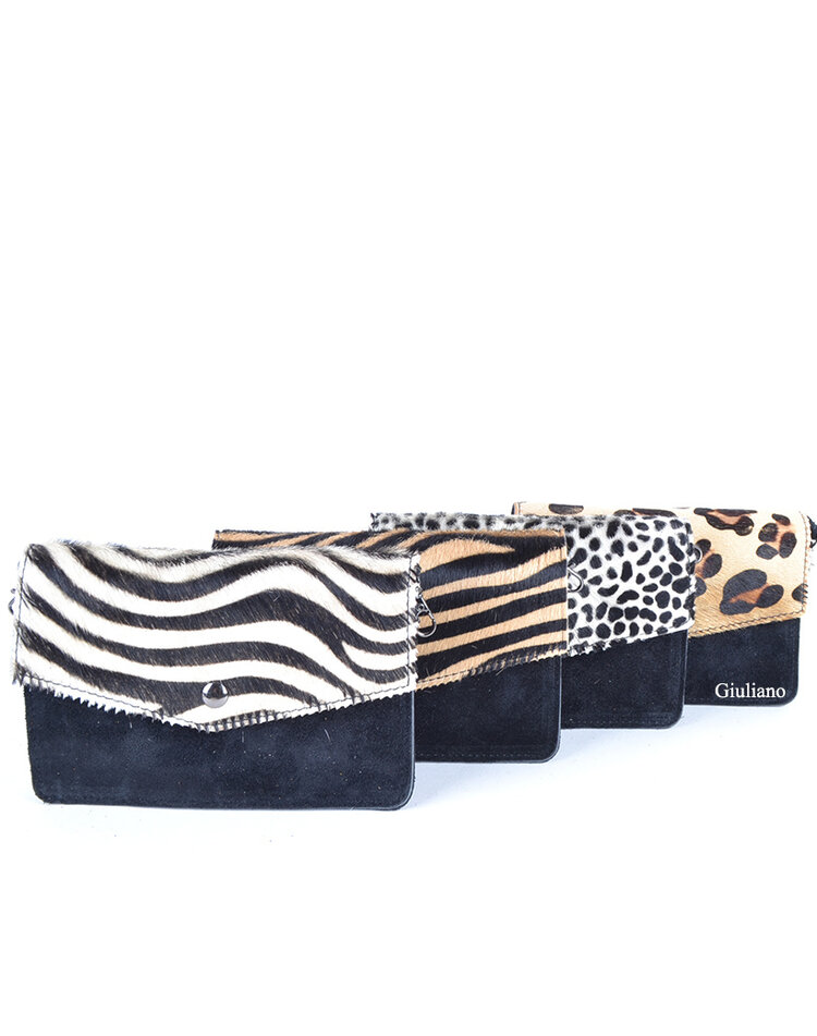 Suède lederen schoudertasje | Beltbag | Vacht | Print | 552626