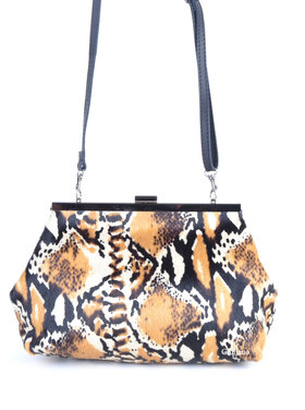 Leder-Schultertasche | Fell | Print | 900068