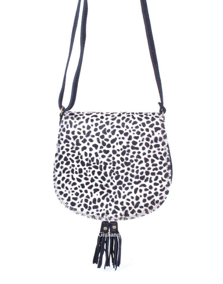 Kleine Wildleder-Schultertasche | Fell | Print | 552627