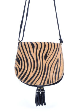 Kleine Wildleder-Schultertasche | Fell | Print | 552627