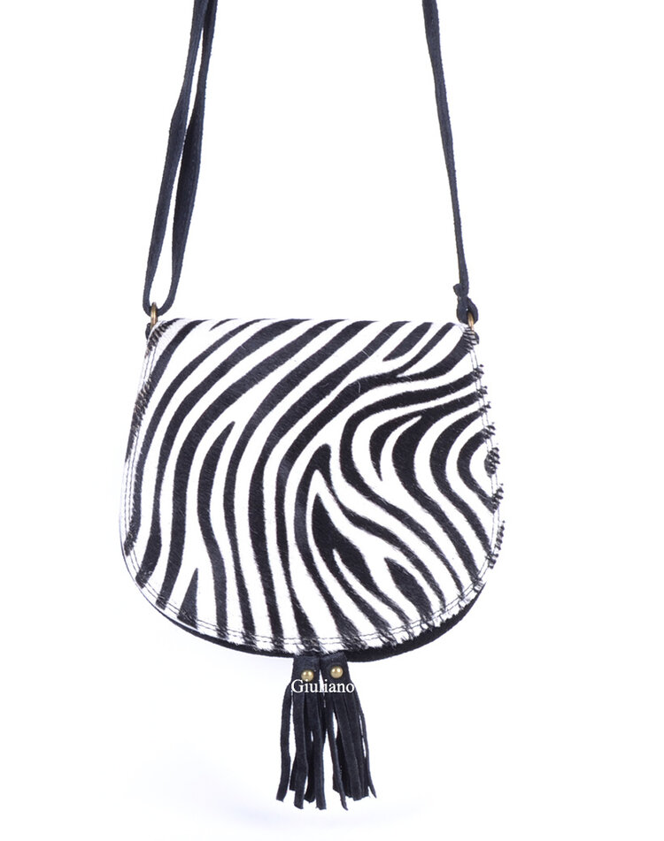 Kleine Wildleder-Schultertasche | Fell | Print | 552627