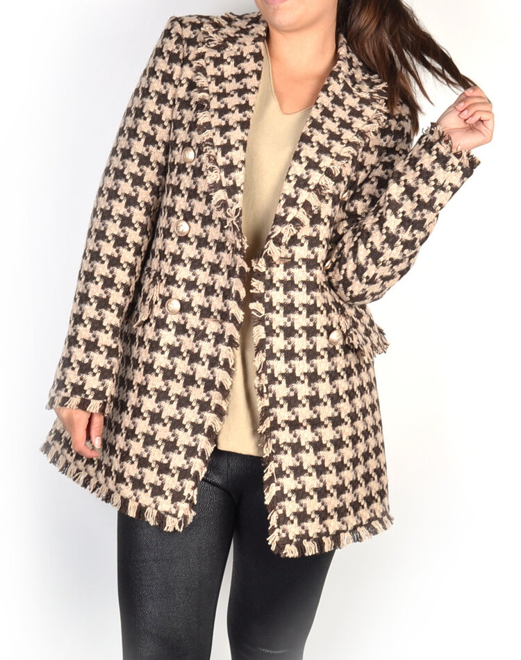 Coat | Pied de Poule Taupe