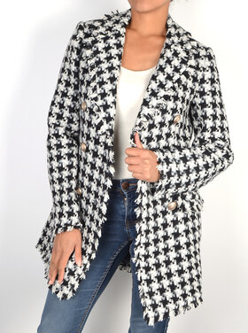 Mantel |Pied de Poule Zwart