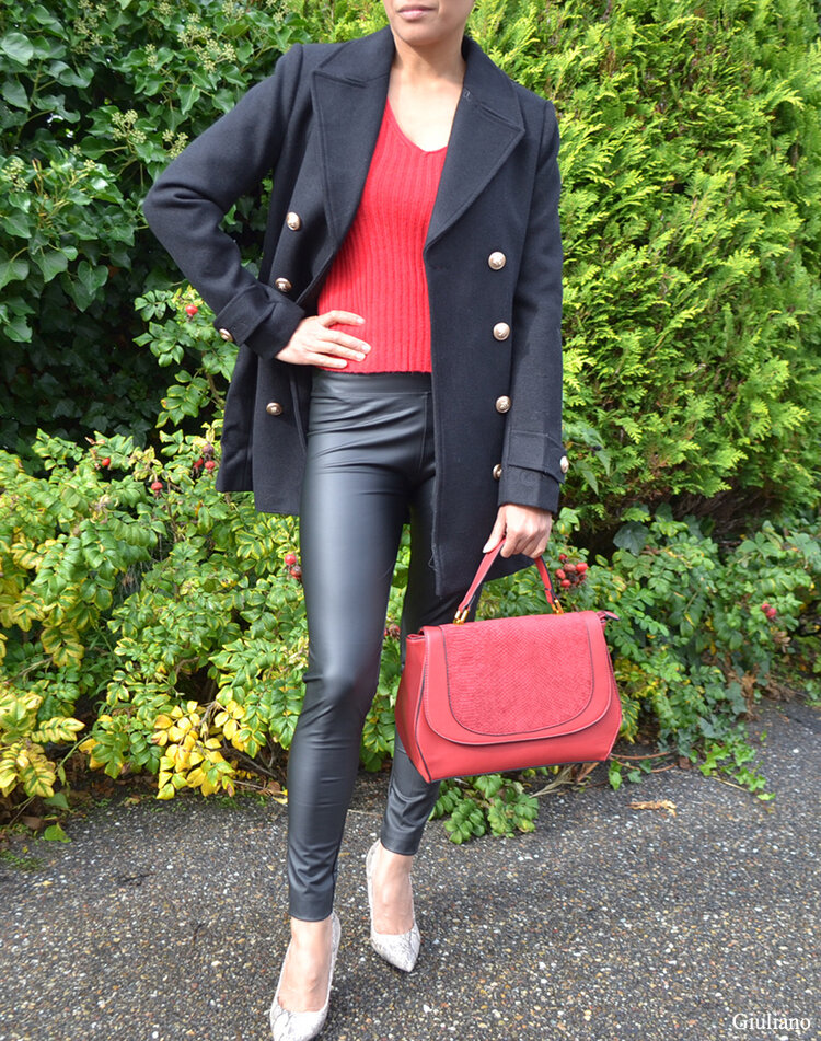 Double breasted coat Zwart 61097