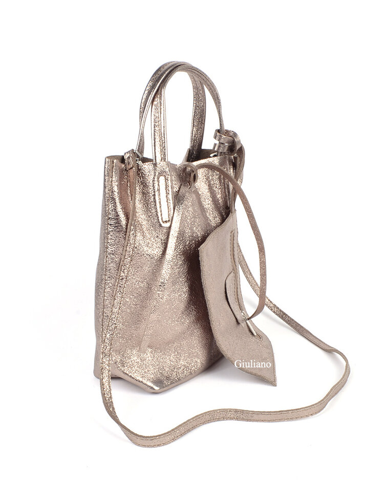 Leder-Mini-Shopper Metallic | 5526331