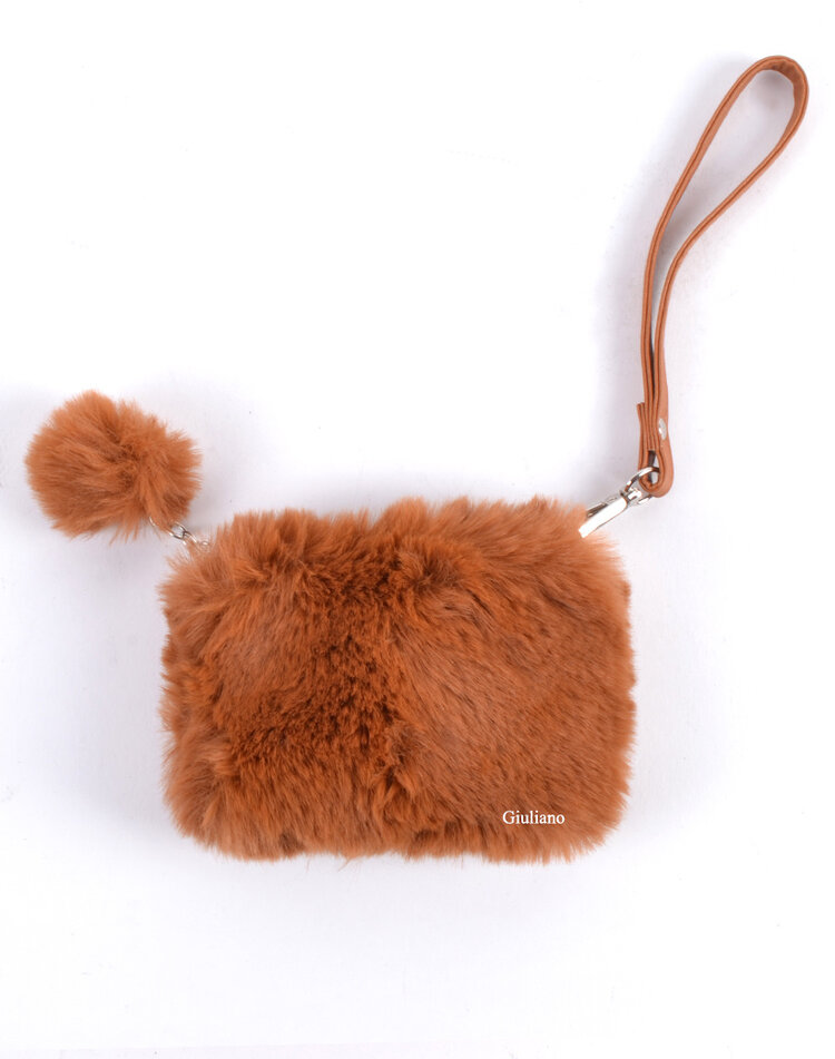 Faux fur eather wallet