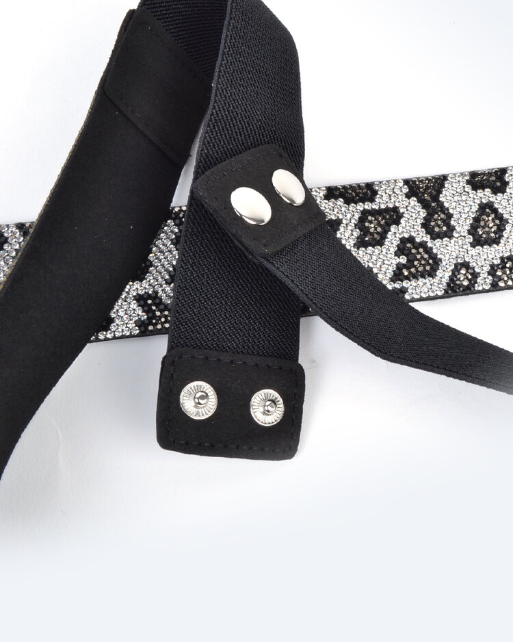 Elastischer Gürtel mit Strasssteinen - Leopard
