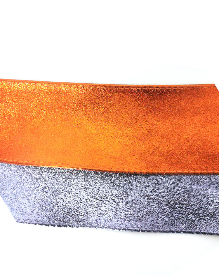 Leather button belt | Metallic