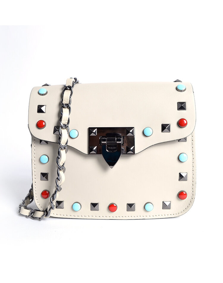 Lederen schoudertasje | Studs