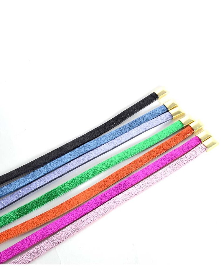 Lederen knoopriem | Smal|Metallic