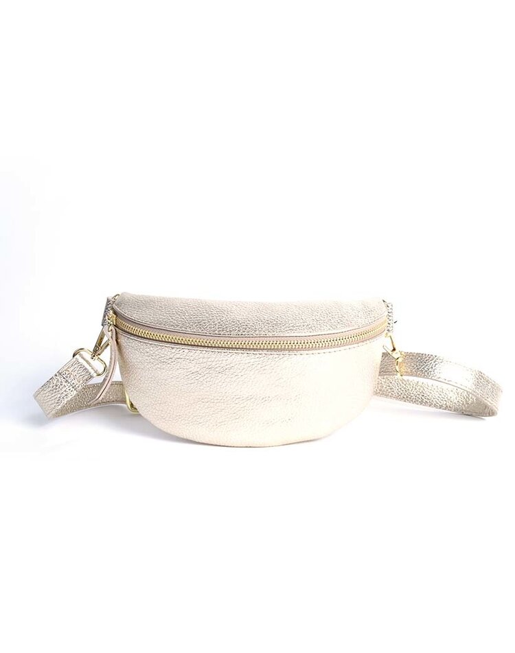 Leder-Schultertasche Metallic