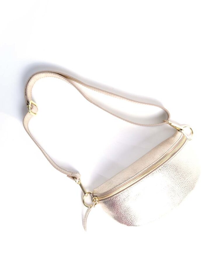 Leder-Schultertasche Metallic