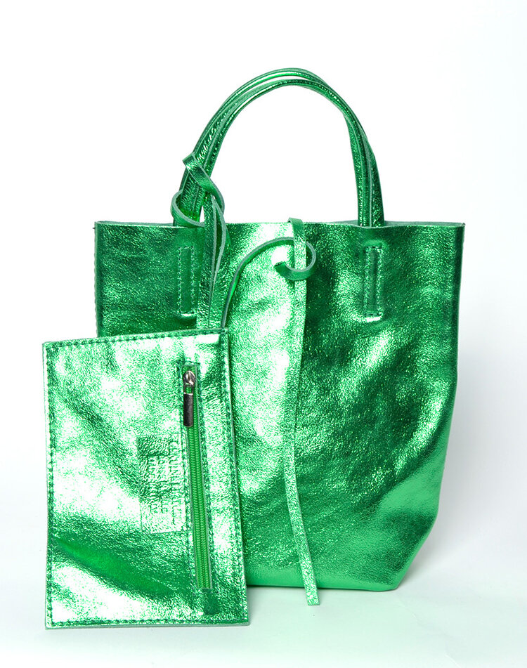 Leder-Mini-Shopper Metallic | 5526331