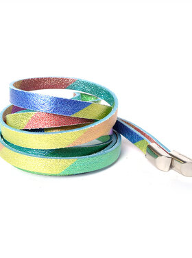 Lederen knoopriem | Smal  |Metallic  rainbow
