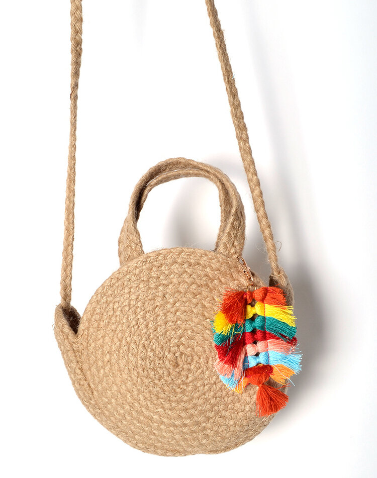 Baumwoll-Schultertasche rund