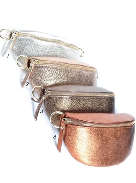 Leder-Schultertasche Metallic