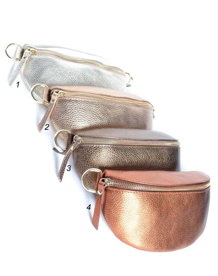 Leder-Schultertasche Metallic