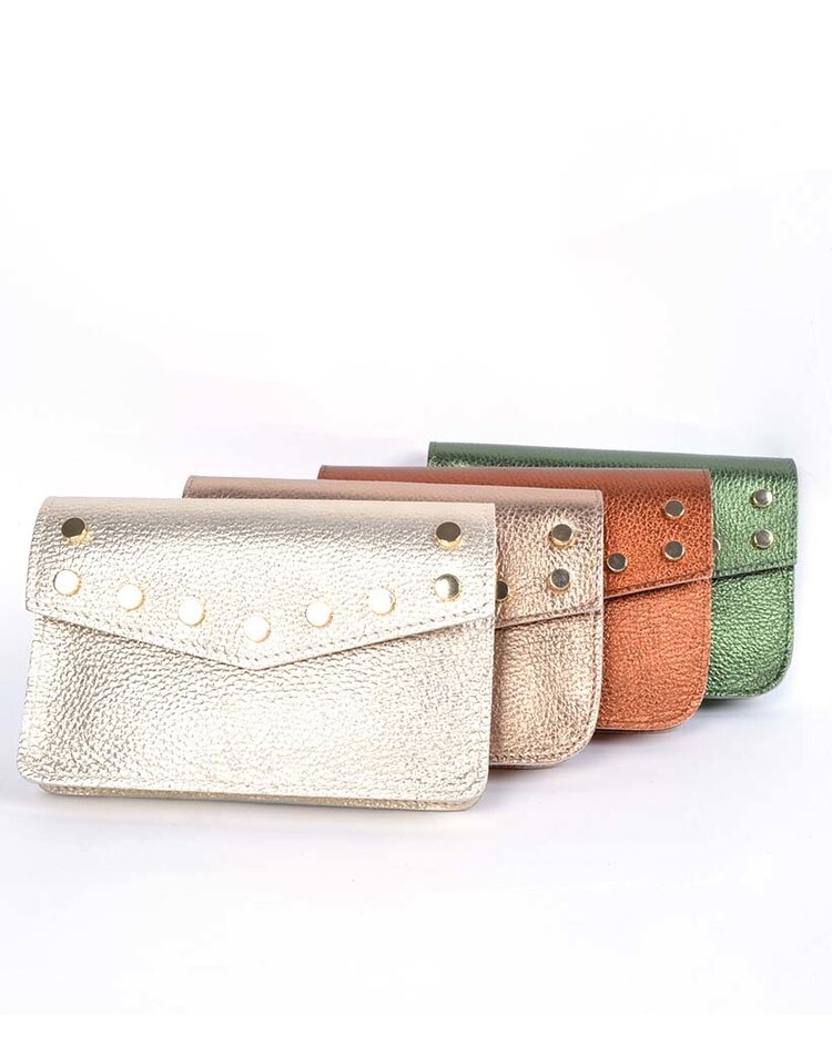 Lederen schoudertasje | Beltbag metallic