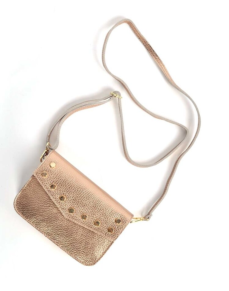 Lederen schoudertasje | Beltbag metallic