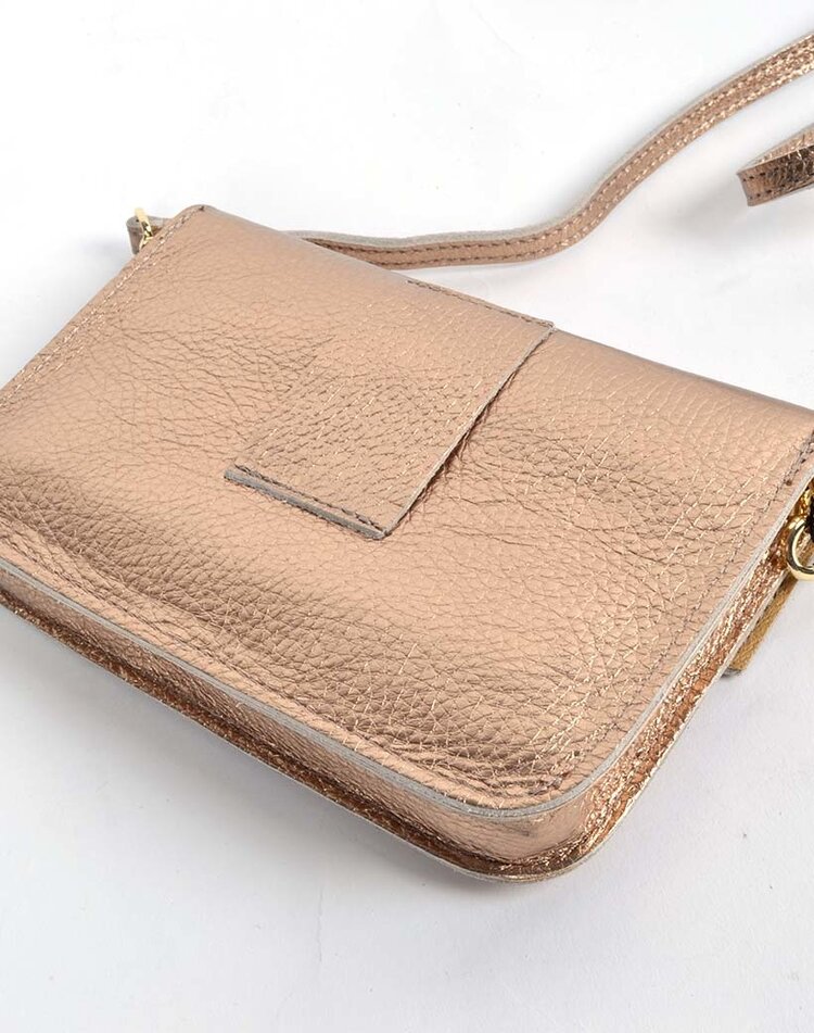 Leather shoulderbag | Beltbag metallic