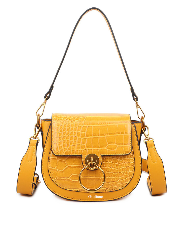 Kunstleder-Schultertasche | Kroko | Ring | 80123