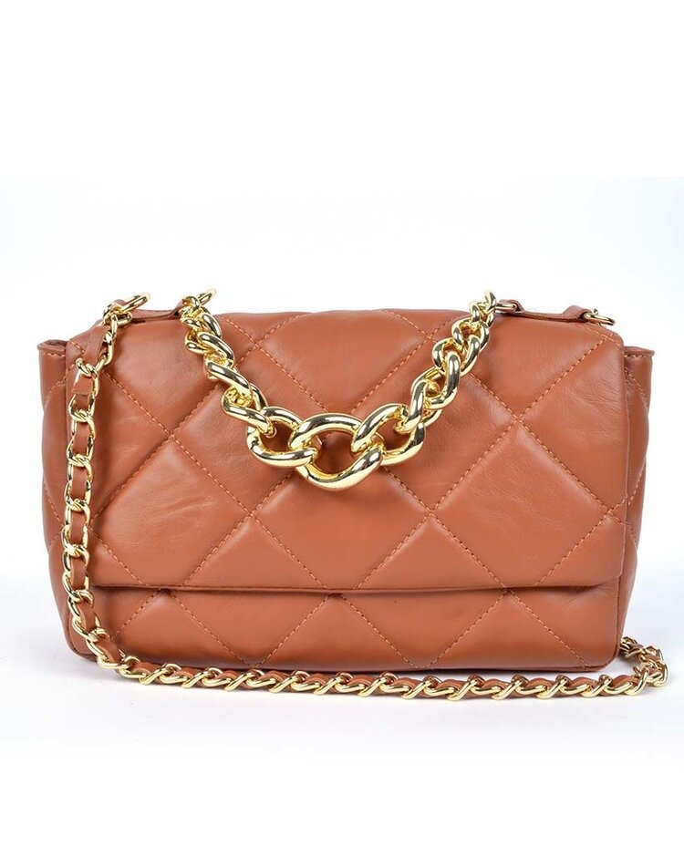 Leder-Schultertasche | Steppnaht