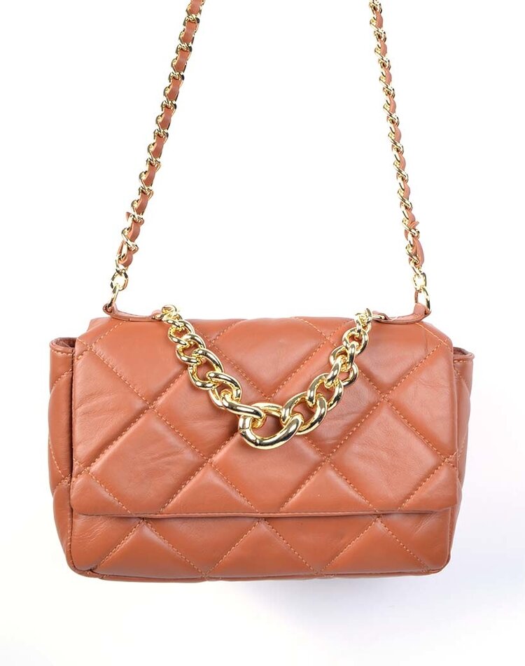 Leder-Schultertasche | Steppnaht