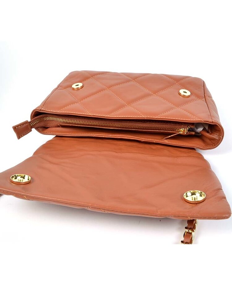 Leder-Schultertasche | Steppnaht